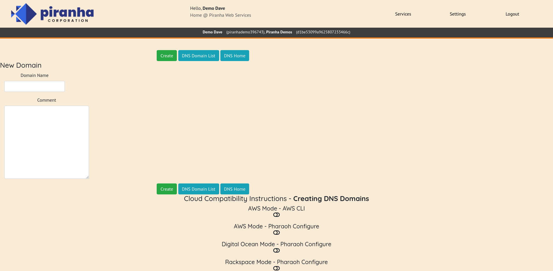Create DNS Record Interface